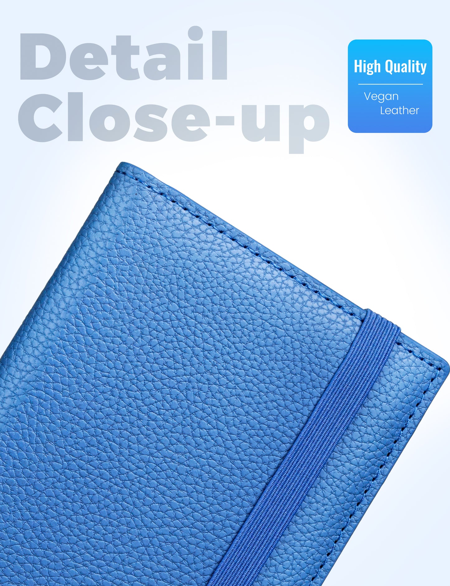 7"x3.7" Blue Vegan Leather Checkbook Cover