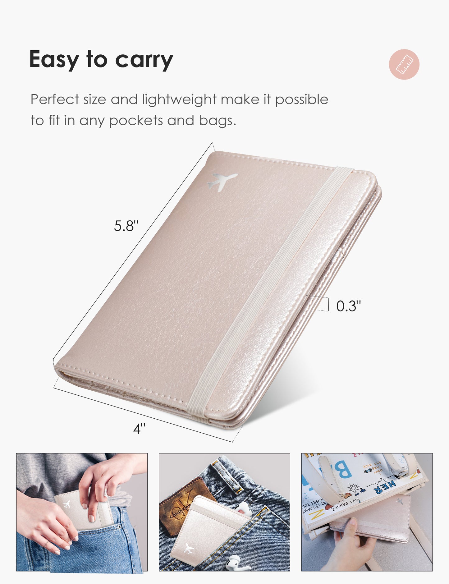 Champagne Pink Passport Holder Wallet