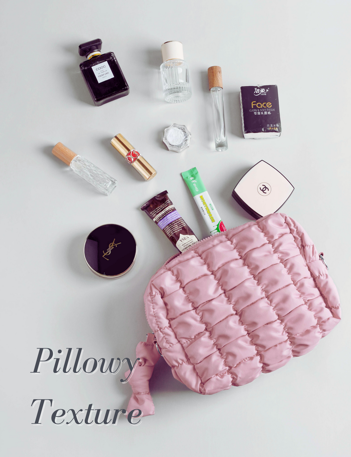 Quilted Makeup Bag (M, Pink)