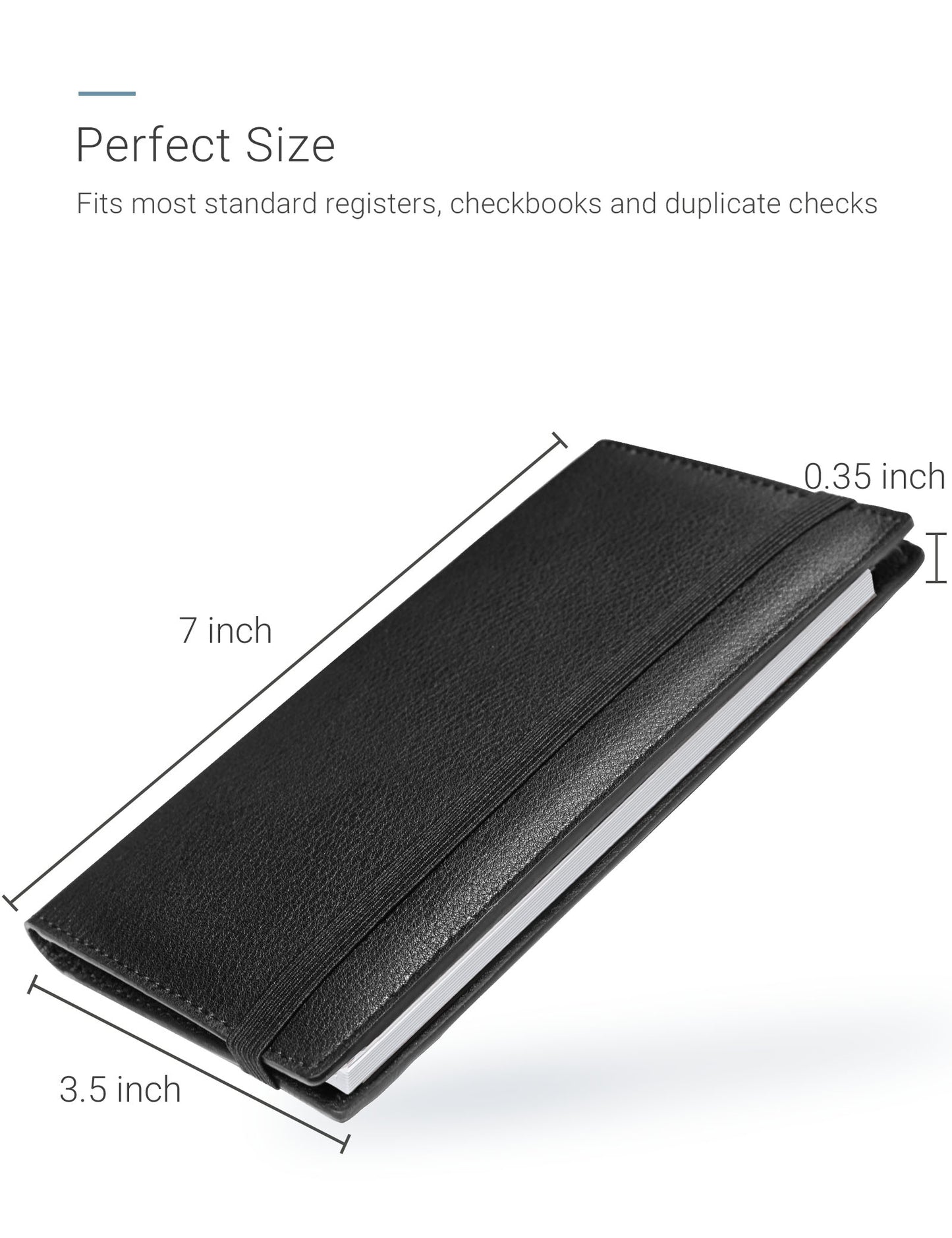 7"x3.5" Black Vegan Leather Checkbook Cover