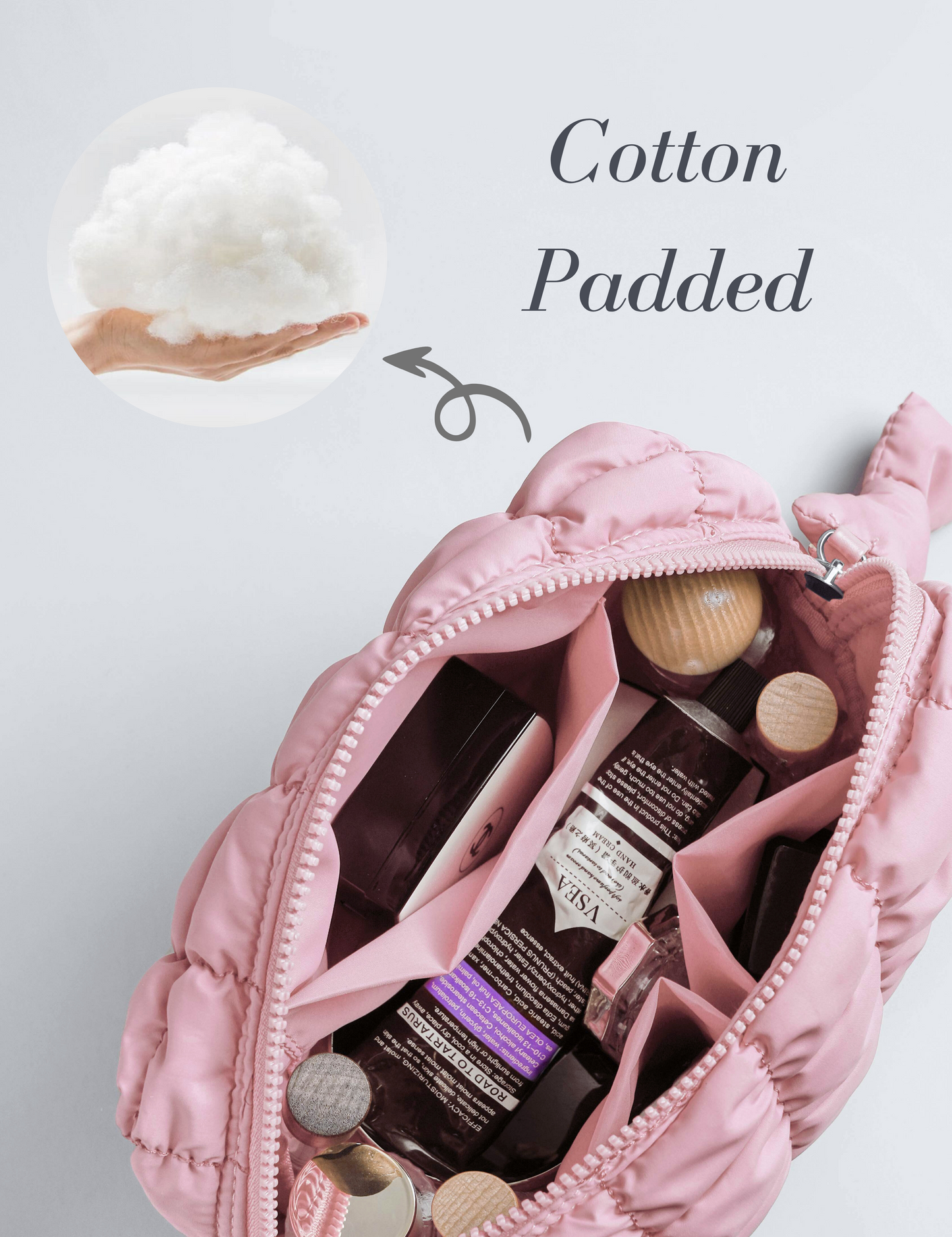 Quilted Makeup Bag (M, Pink)