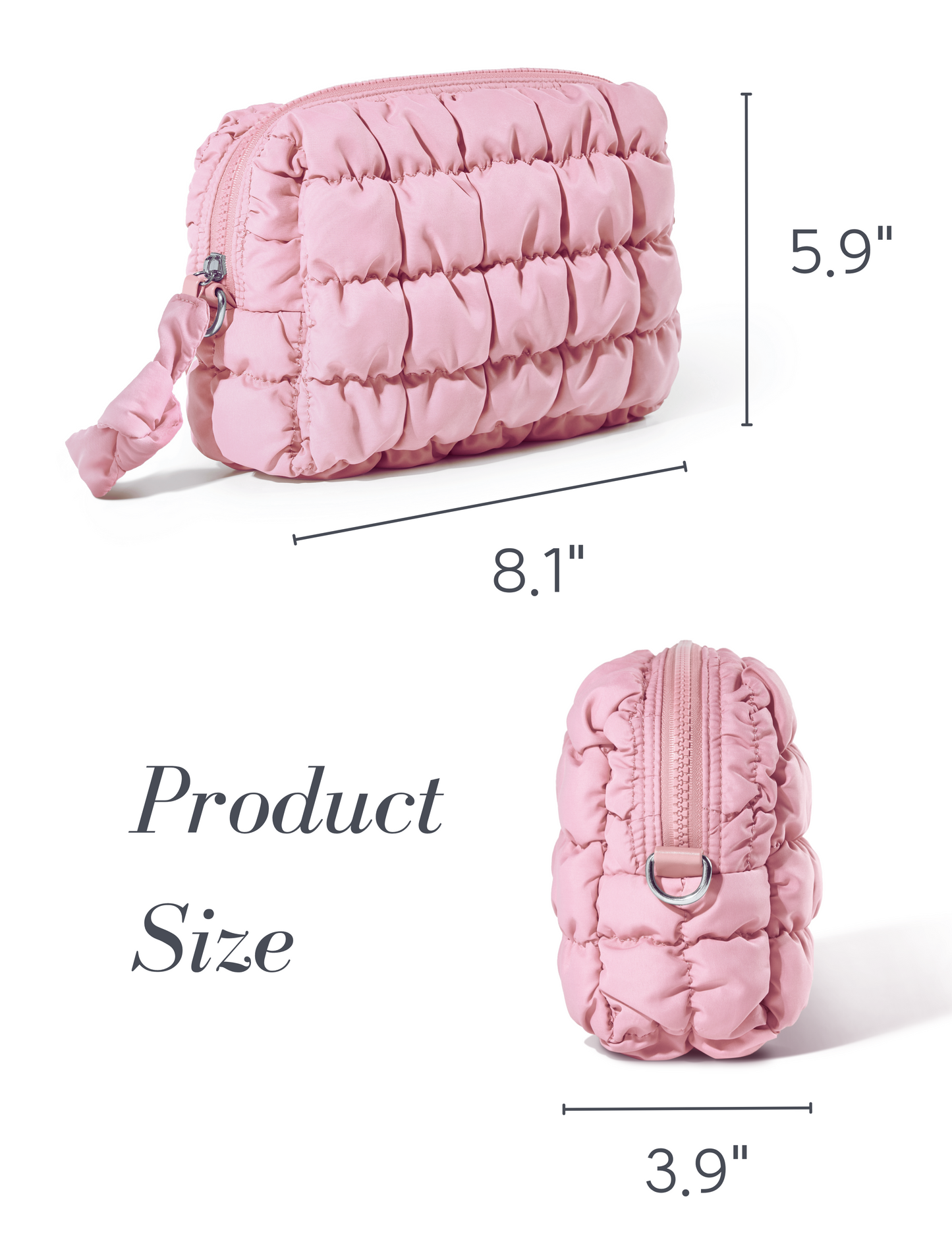 Quilted Makeup Bag (M, Pink)