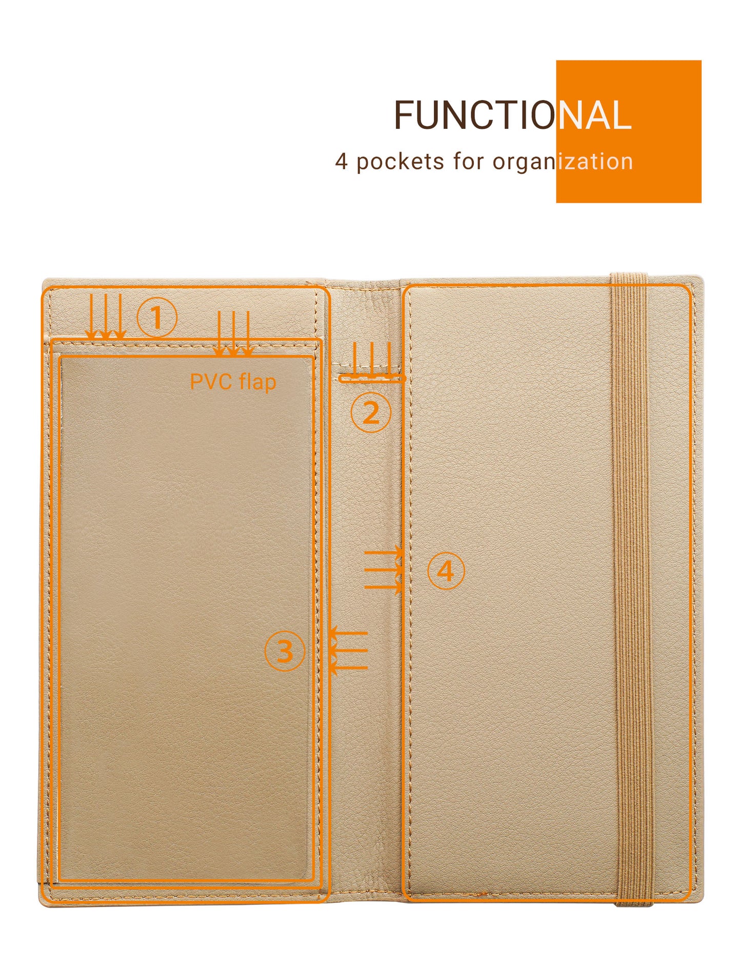 7"x3.5" Tan Vegan Leather Checkbook Cover