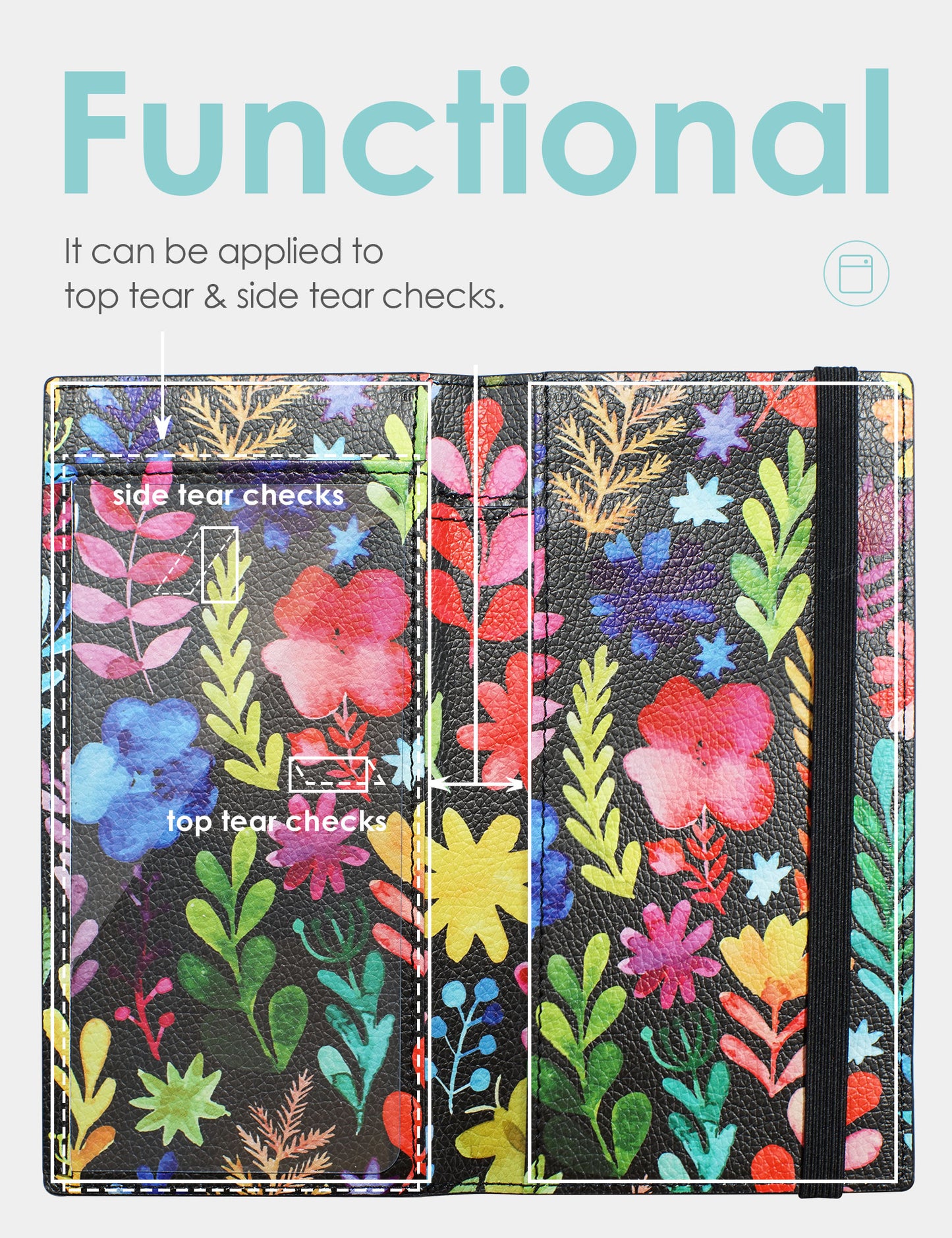 7"x3.5" Flower Vegan Leather Checkbook Cover