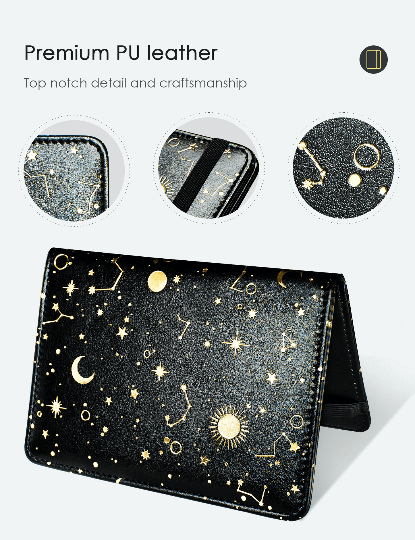 Black/Gold Minimalist Passport Case Holder Wallet