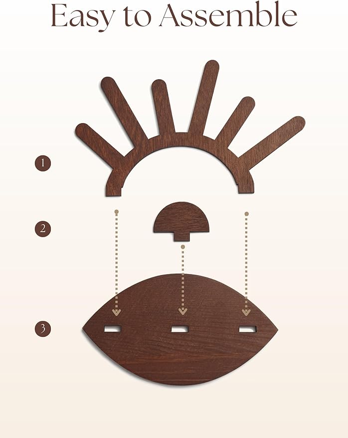 Evil Eye Ring Display Wood Ring Stand(Brown Wood)