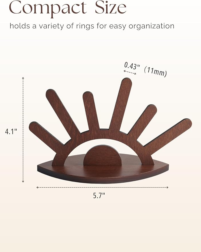 Evil Eye Ring Display Wood Ring Stand(Brown Wood)