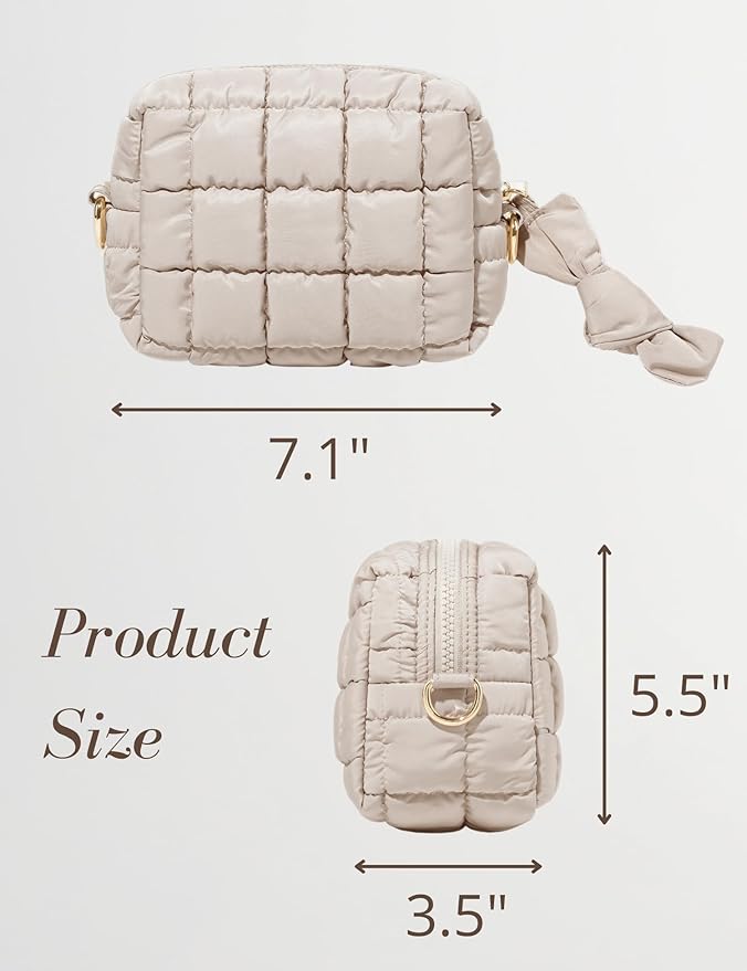 Beige Quilted Makeup Bag