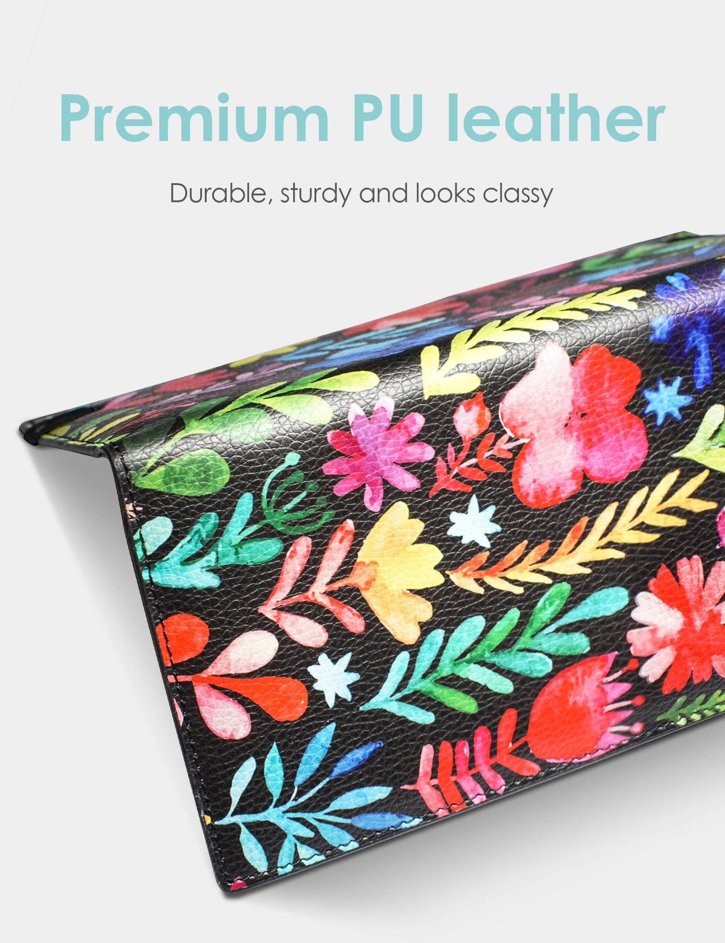7"x3.5" Flower Vegan Leather Checkbook Cover