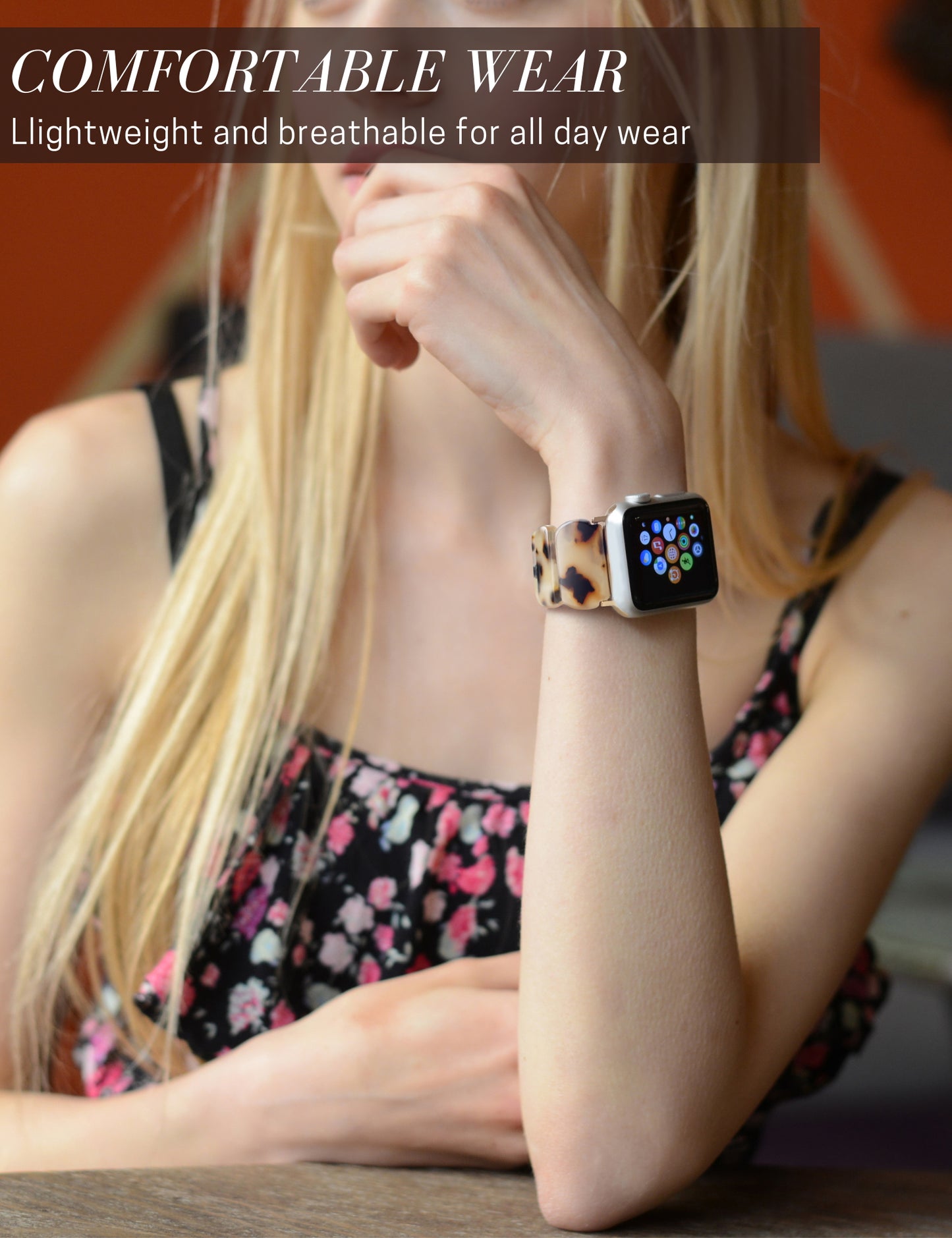 Blonde Tortoise Resin Cute Apple Watch Band (Elastic)