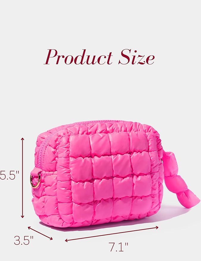 Neon Pink Quilted Makeup Bag
