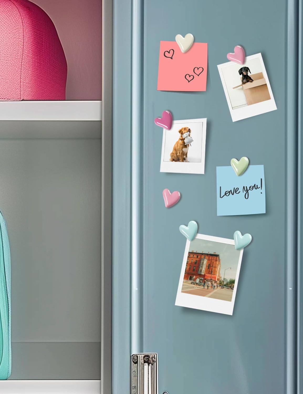 20pcs Heart Fridge Magnets – Cute Colorful Magnets for Kitchen & Whiteboard