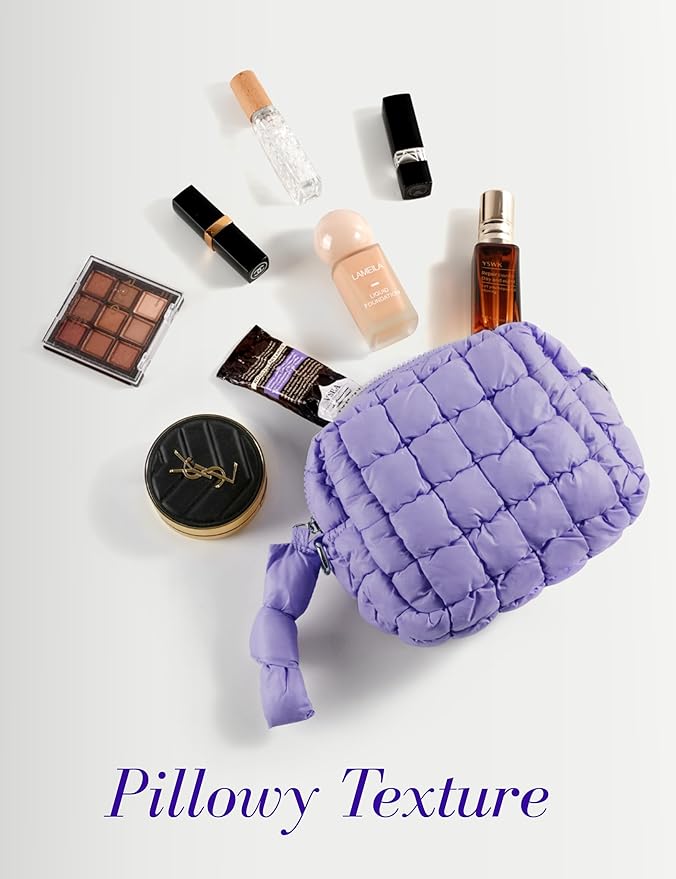 Lavender Quilted Makeup Bag