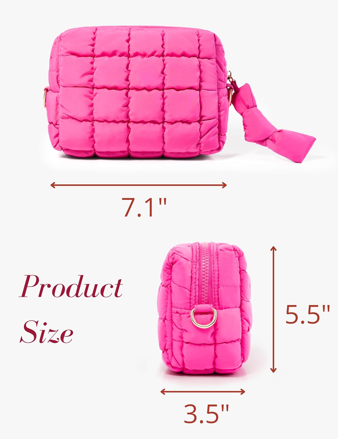 Hot Pink Quilted Makeup Bag