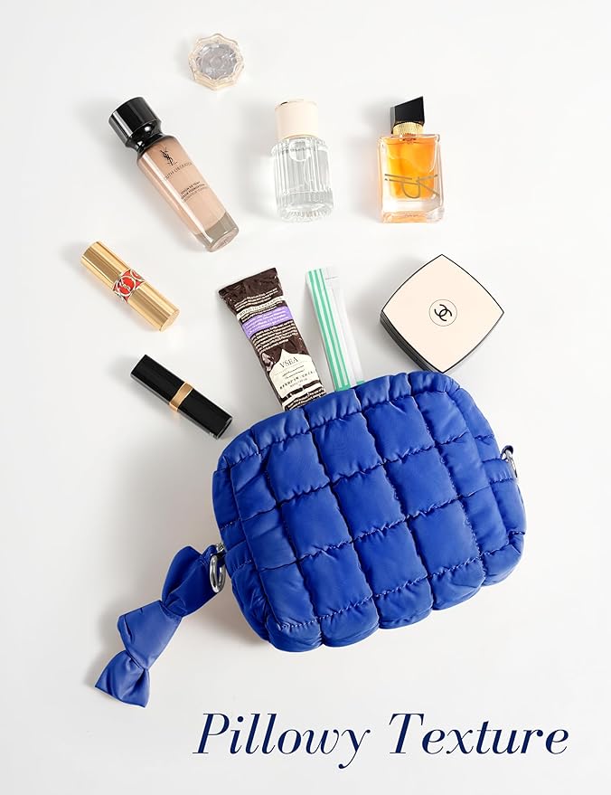 Royal Blue Quilted Makeup Bag