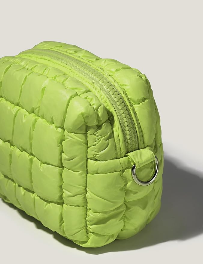 Apple Green Quilted Makeup Bag