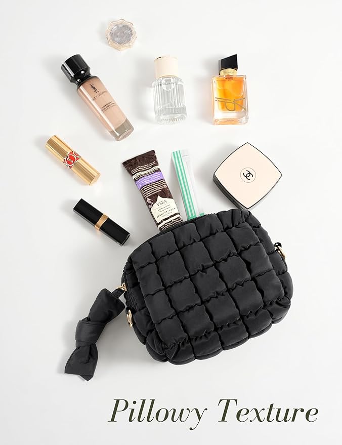 Black Quilted Makeup Bag