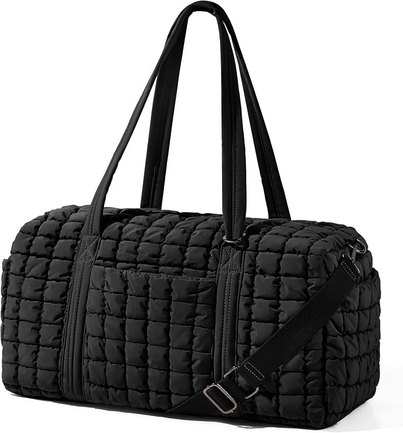 Quilted Travel Duffle Bag (Black)
