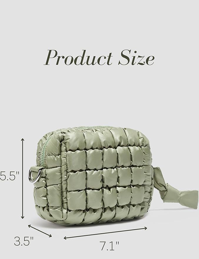 Sage Green Quilted Makeup Bag