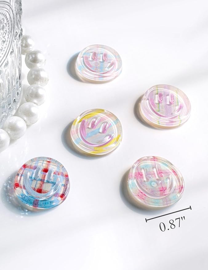 Mymazn 12Pcs Fridge Magnets ,Resin Smile Face Decorative Magnets (Colorful Stripes)
