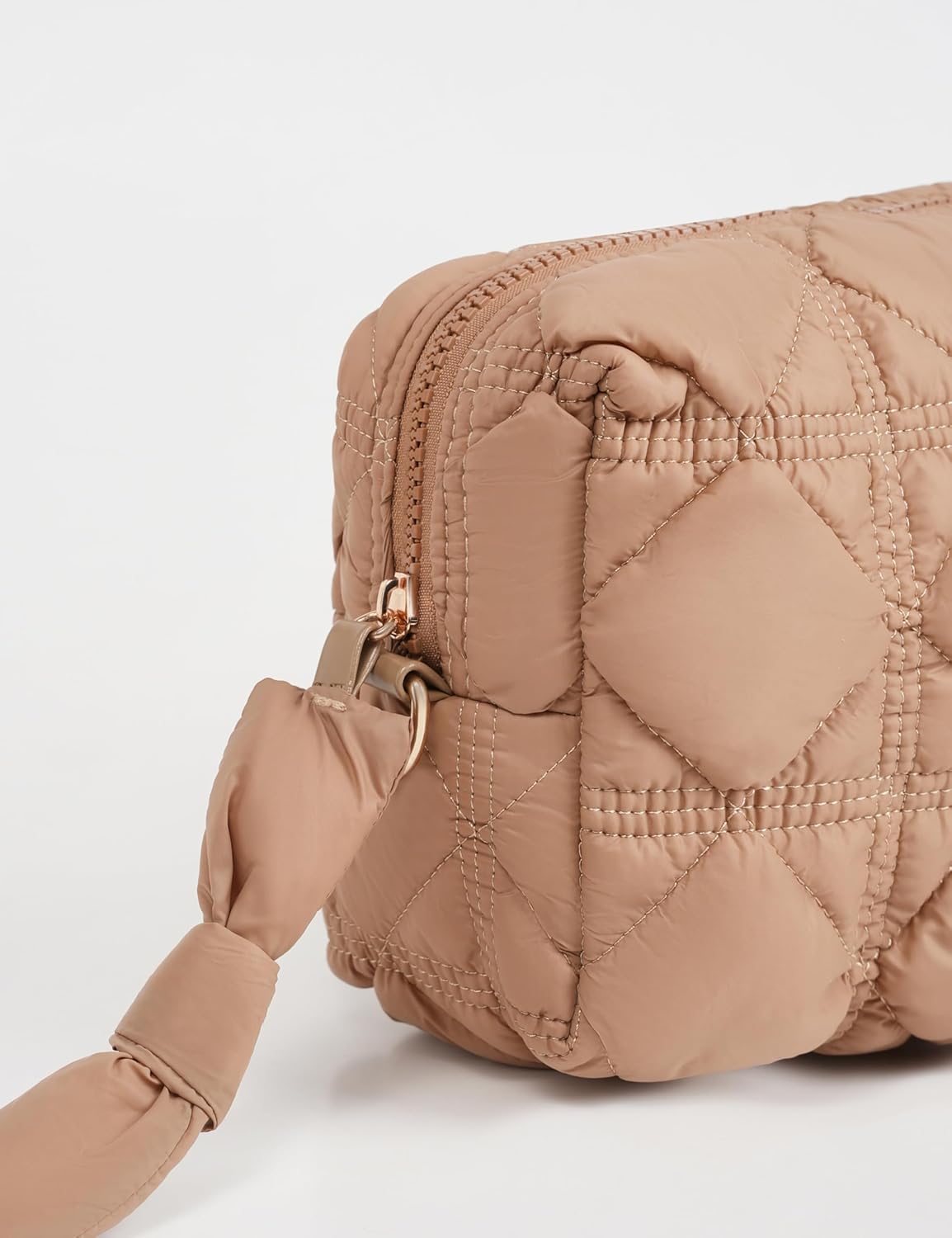 Khaki Quilted Makeup Bag