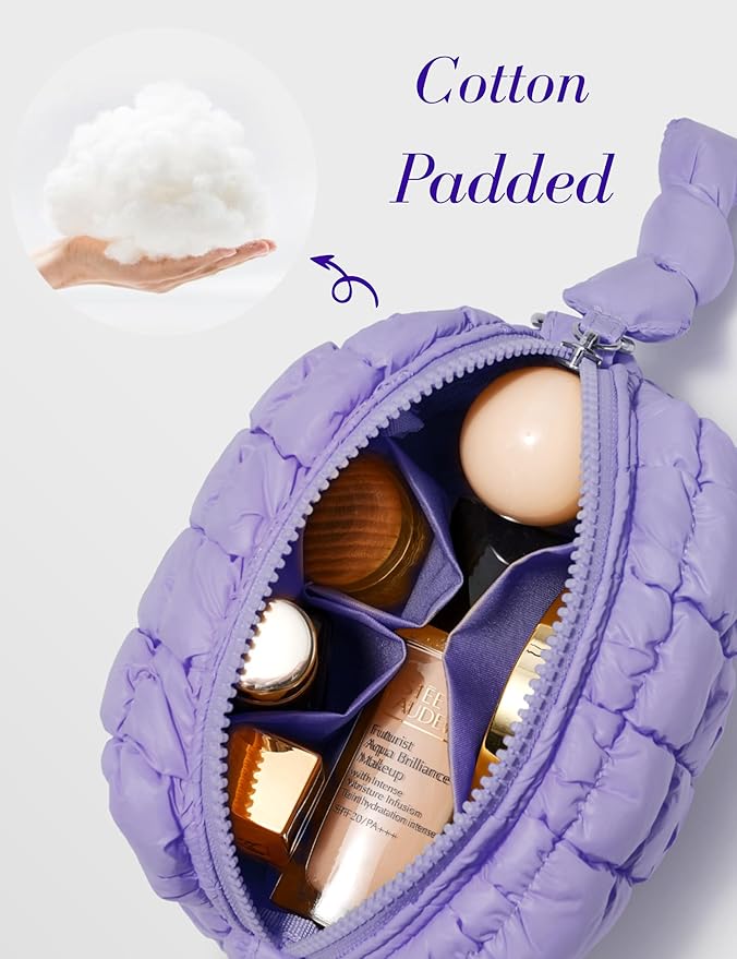 Lavender Quilted Makeup Bag