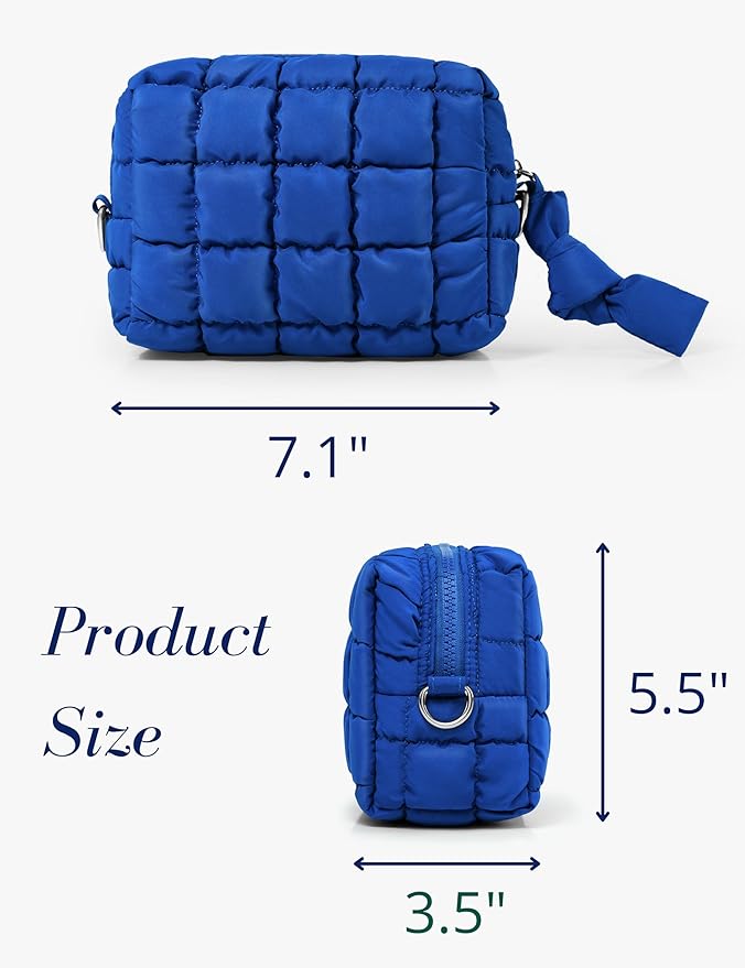 Royal Blue Quilted Makeup Bag