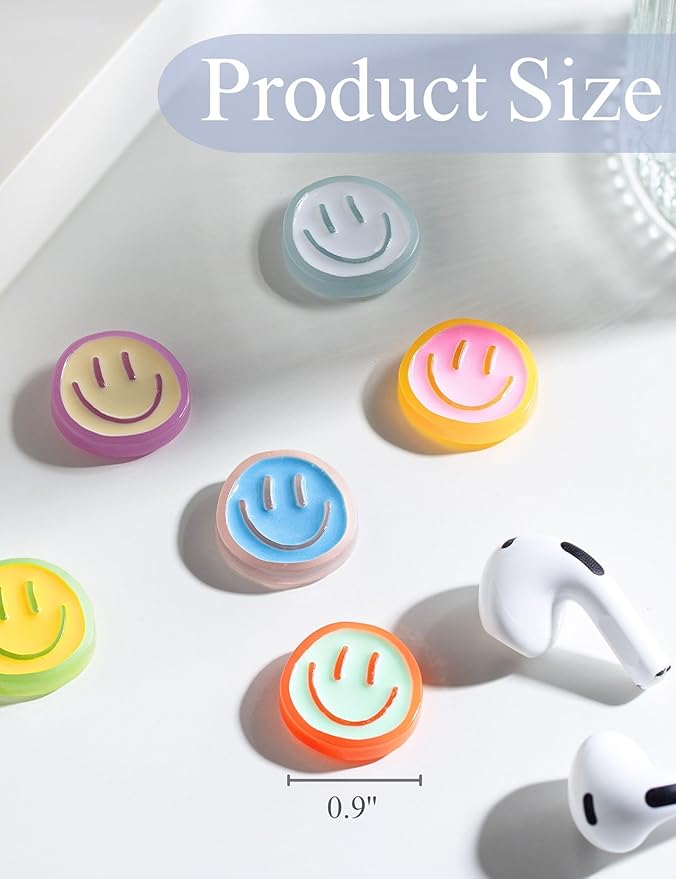 Mymazn 12Pcs Fridge Magnets ,Resin Smile Face Decorative Magnets (Neon)