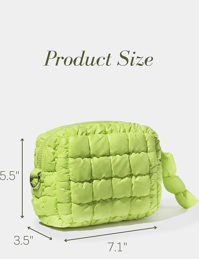 Apple Green Quilted Makeup Bag
