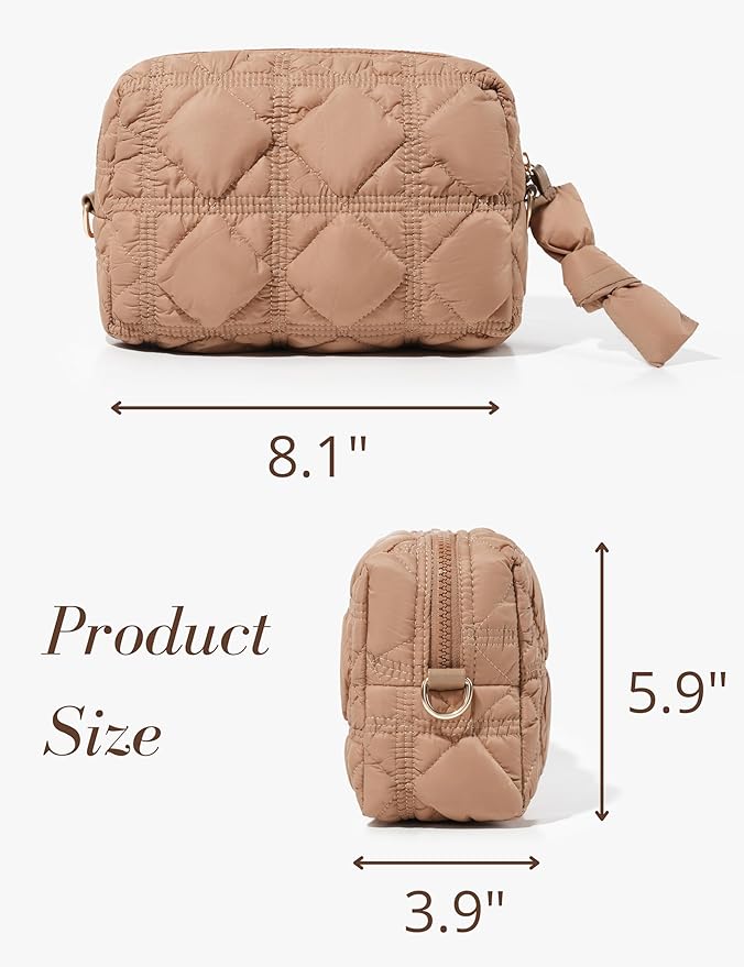 Khaki Quilted Makeup Bag
