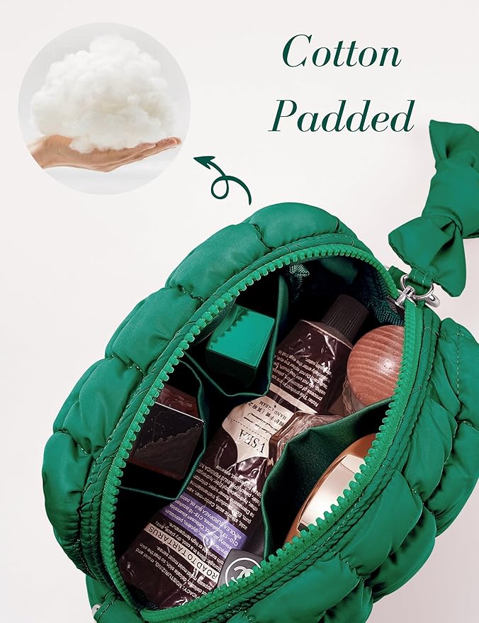 Deepgreen Quilted Makeup Bag