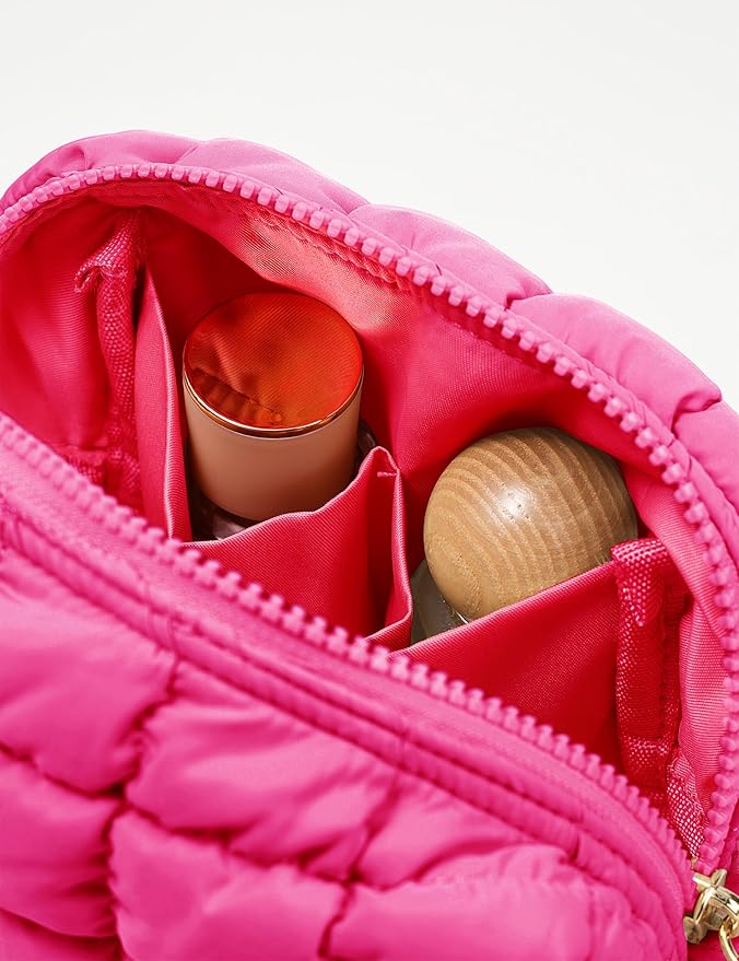 Hot Pink Quilted Makeup Bag