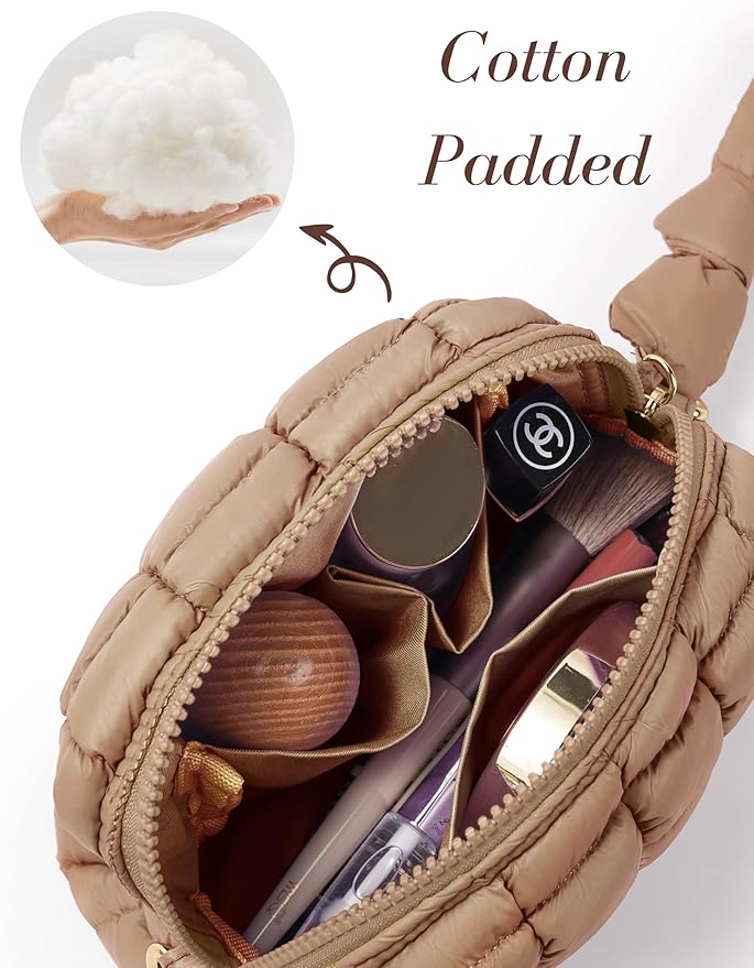Caramel Quilted Makeup Bag