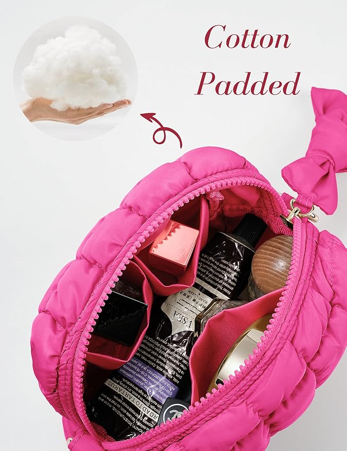 Hot Pink Quilted Makeup Bag