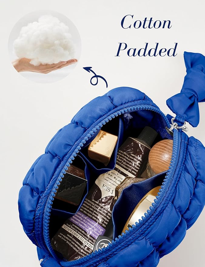 Royal Blue Quilted Makeup Bag
