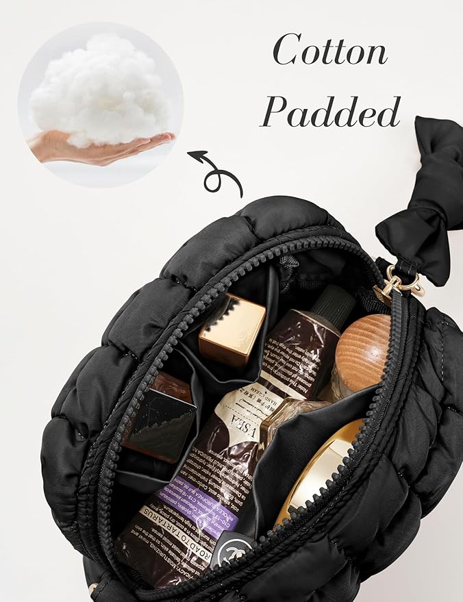Black Quilted Makeup Bag