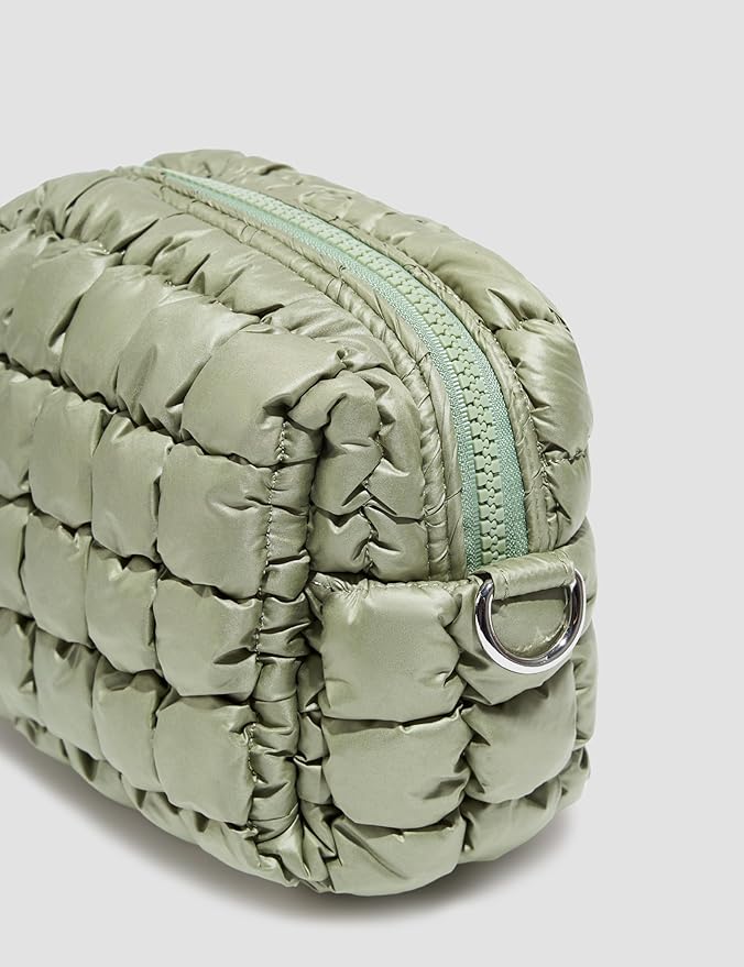Sage Green Quilted Makeup Bag