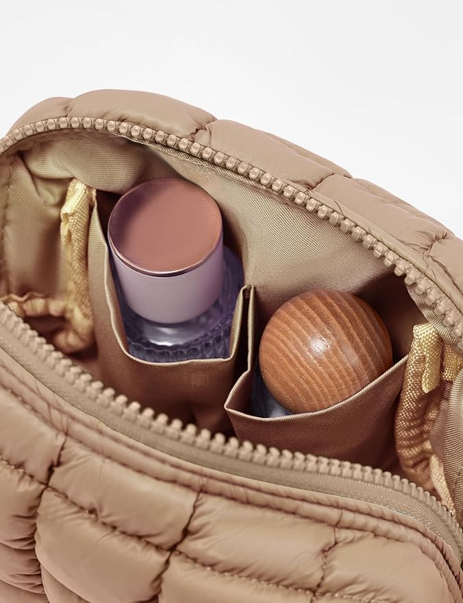 Caramel Quilted Makeup Bag