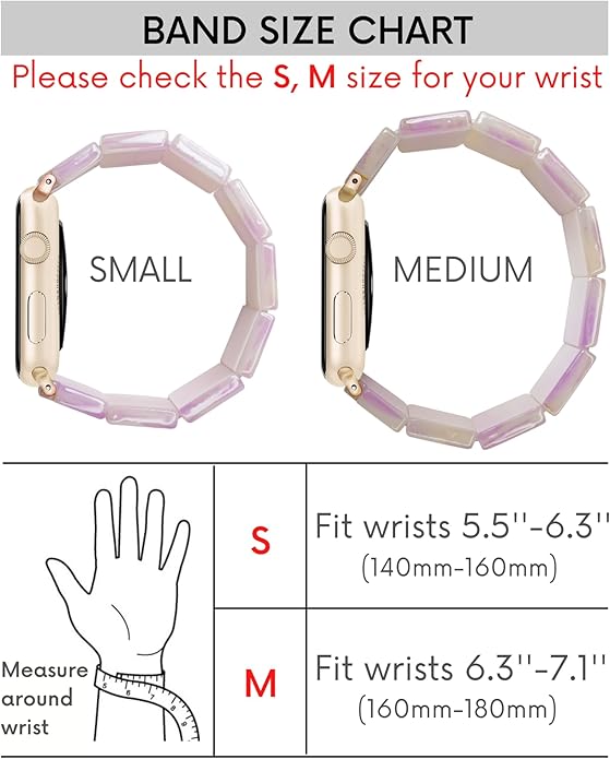 Pink Tortoise Resin Slim Apple Watch Band (Elastic)