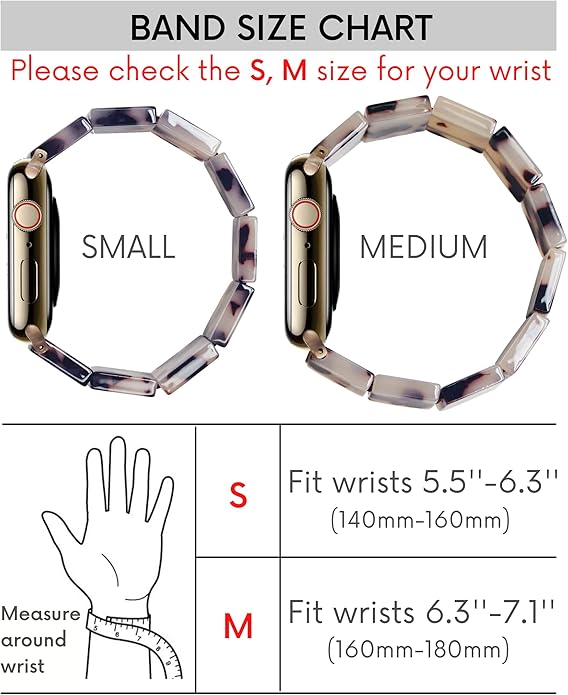 Ivory Tortoise Resin Slim Apple Watch Band (Elastic)