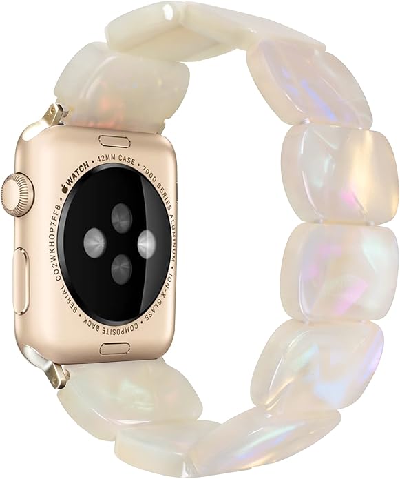 White Tortoise Resin Cute Apple Watch Band (Elastic)