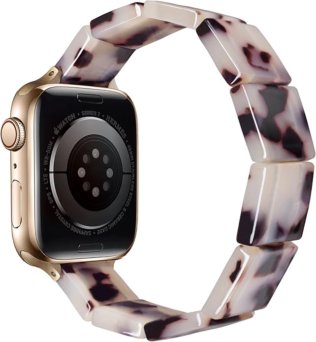 Ivory Tortoise Resin Slim Apple Watch Band (Elastic)