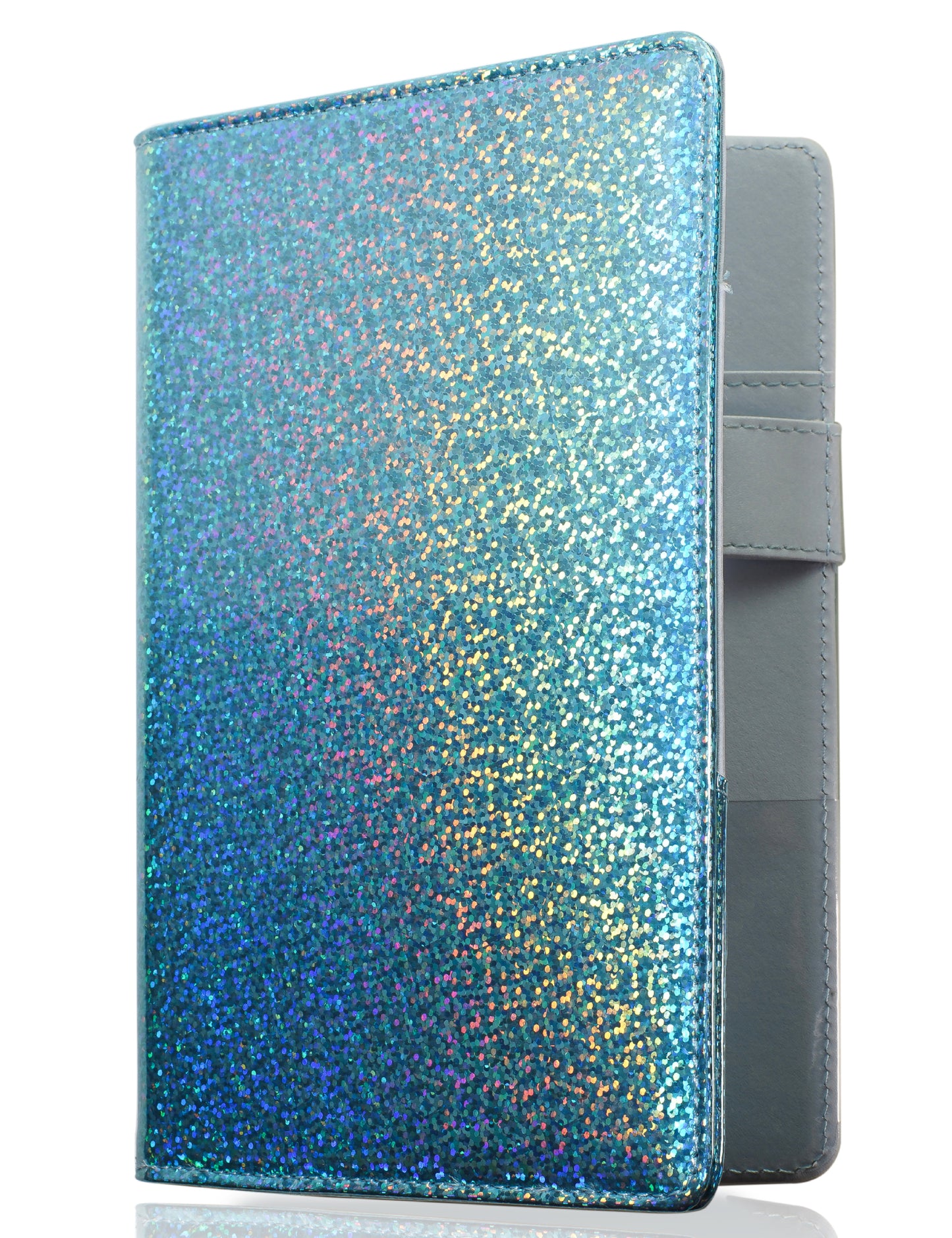 4.7x7.5" Holographic Glitter Blue Server Book Wallet