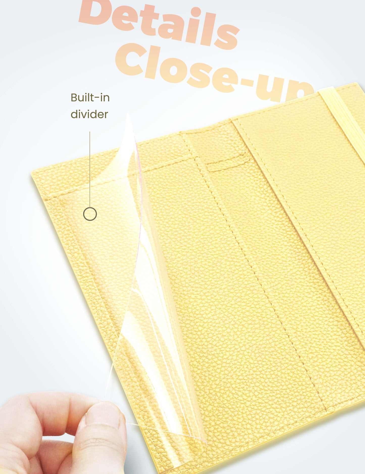 7"x3.7" Yellow Vegan Leather Checkbook Cover