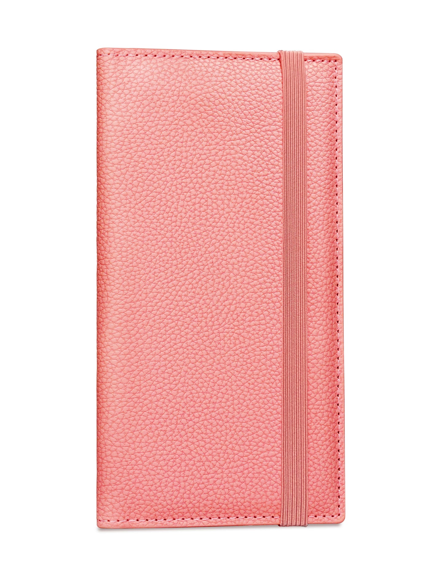 7"x3.7" Coral Pink Vegan Leather Checkbook Cover