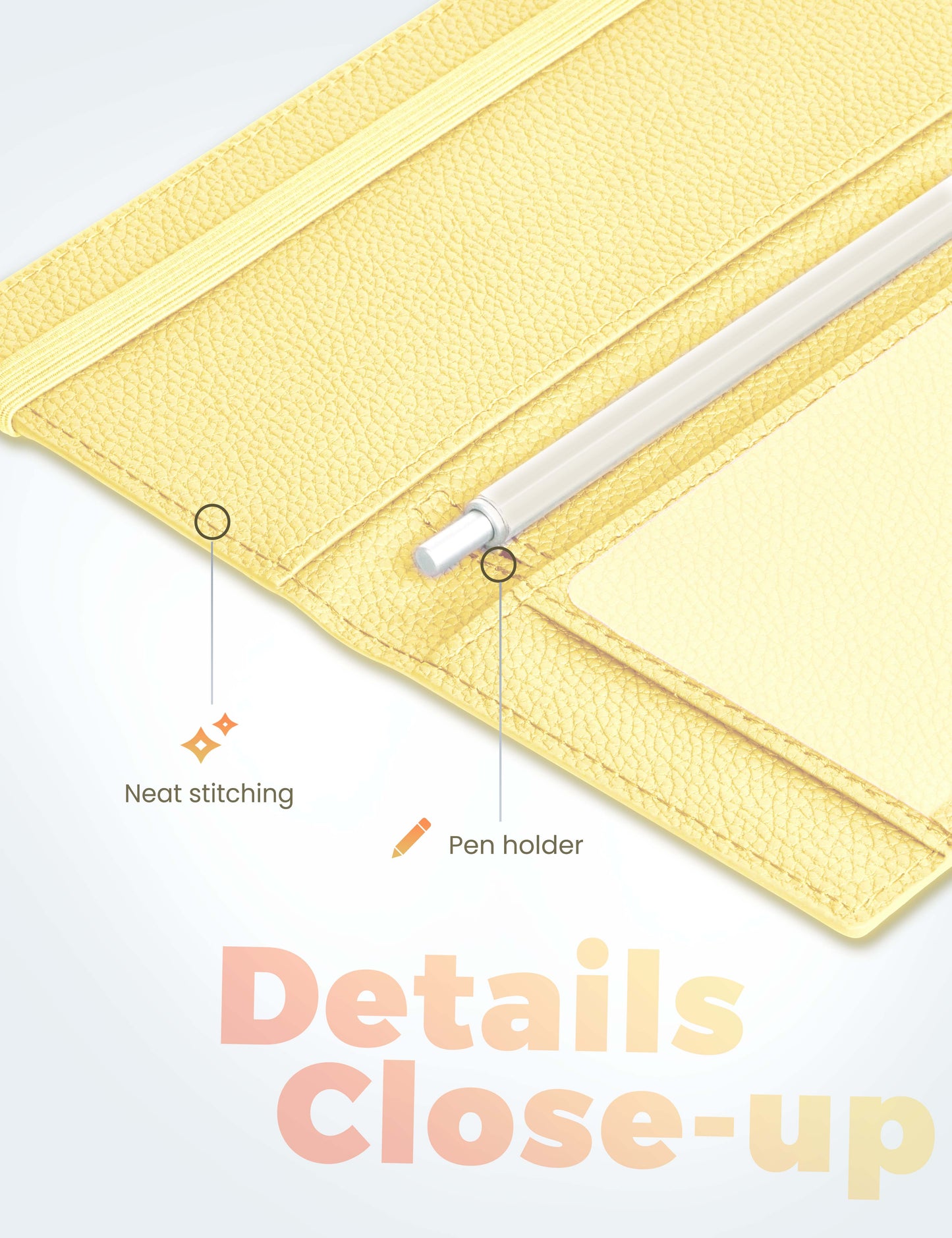 7"x3.7" Yellow Vegan Leather Checkbook Cover