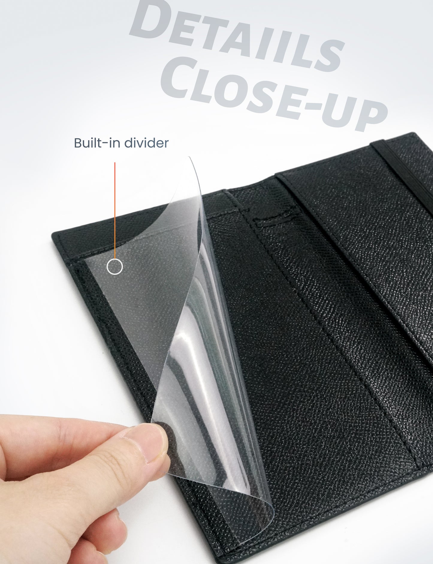 7"x3.7" Black Vegan Leather Checkbook Cover