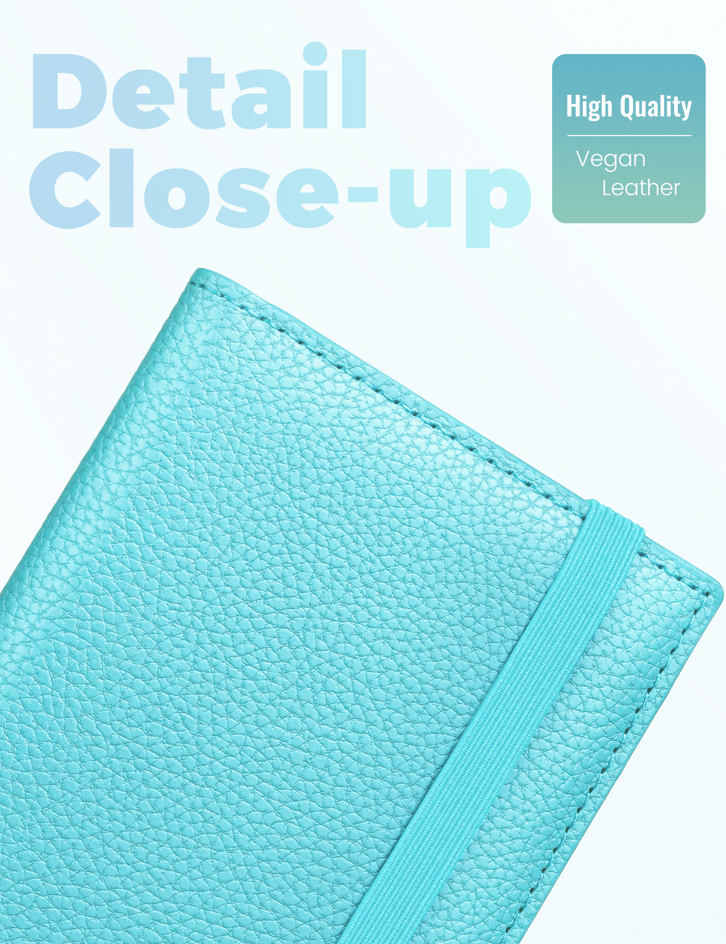 7"x3.7" Pale Turquoise Vegan Leather Checkbook Cover