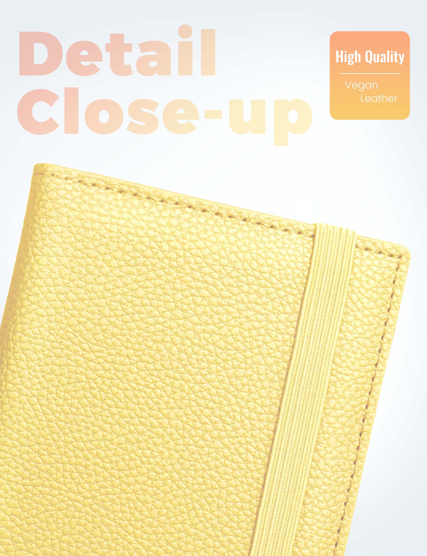 7"x3.7" Yellow Vegan Leather Checkbook Cover