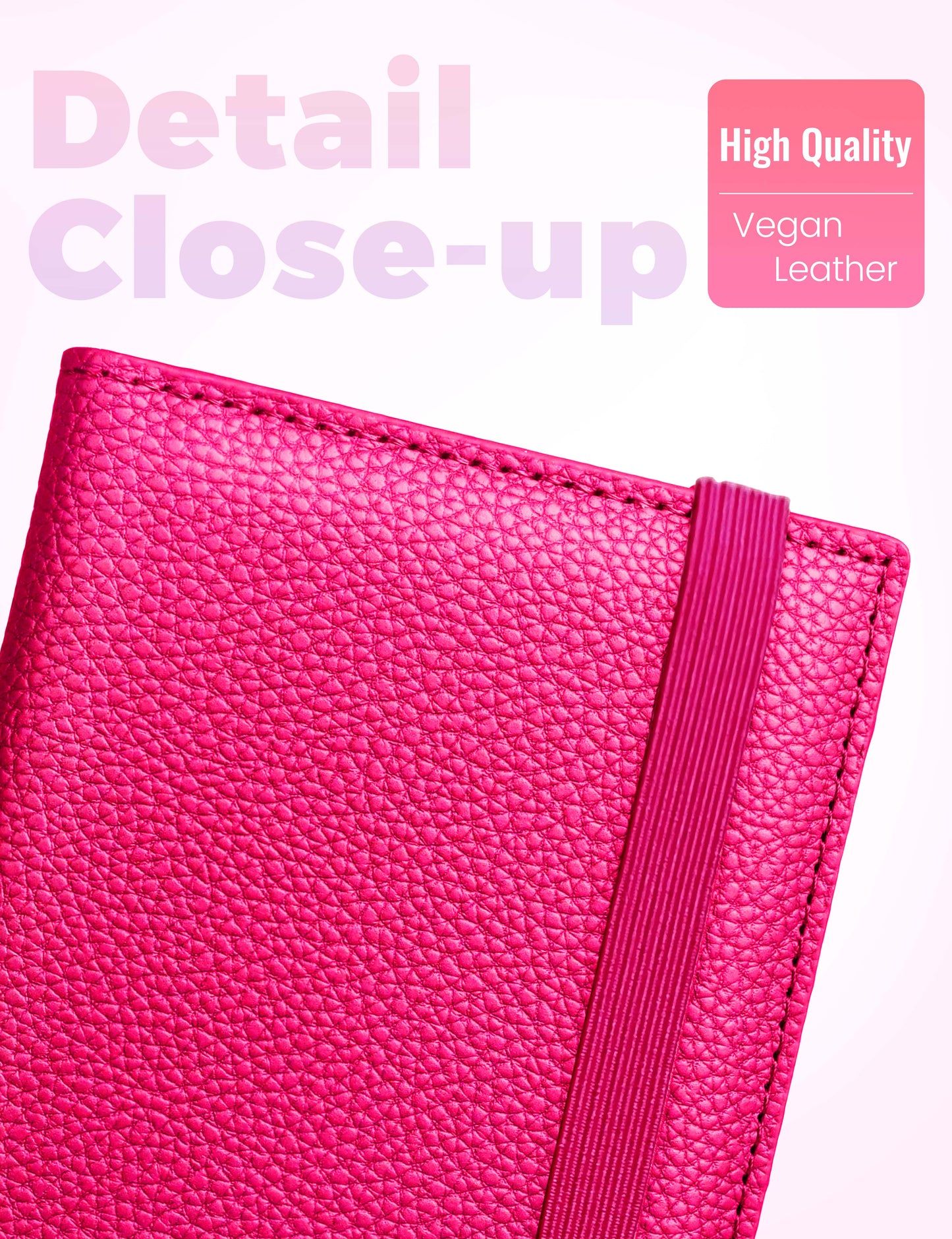 7"x3.7" Hot Pink Vegan Leather Checkbook Cover